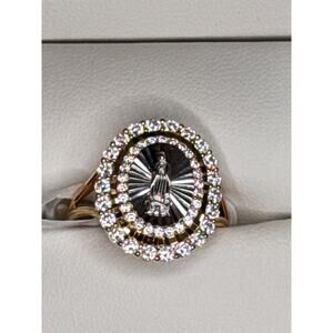 Sterling Silver Moricci Saint Virgin Mary gold plated ring, size 9 Fine Jewelry